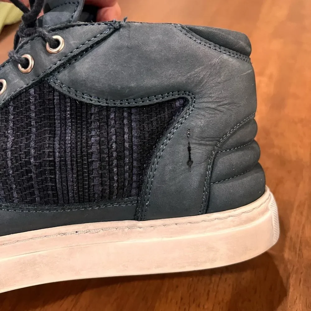 Filling Pieces High Top Sneakers US 11.5–12 Navy Suede Leather Handmade Portugal